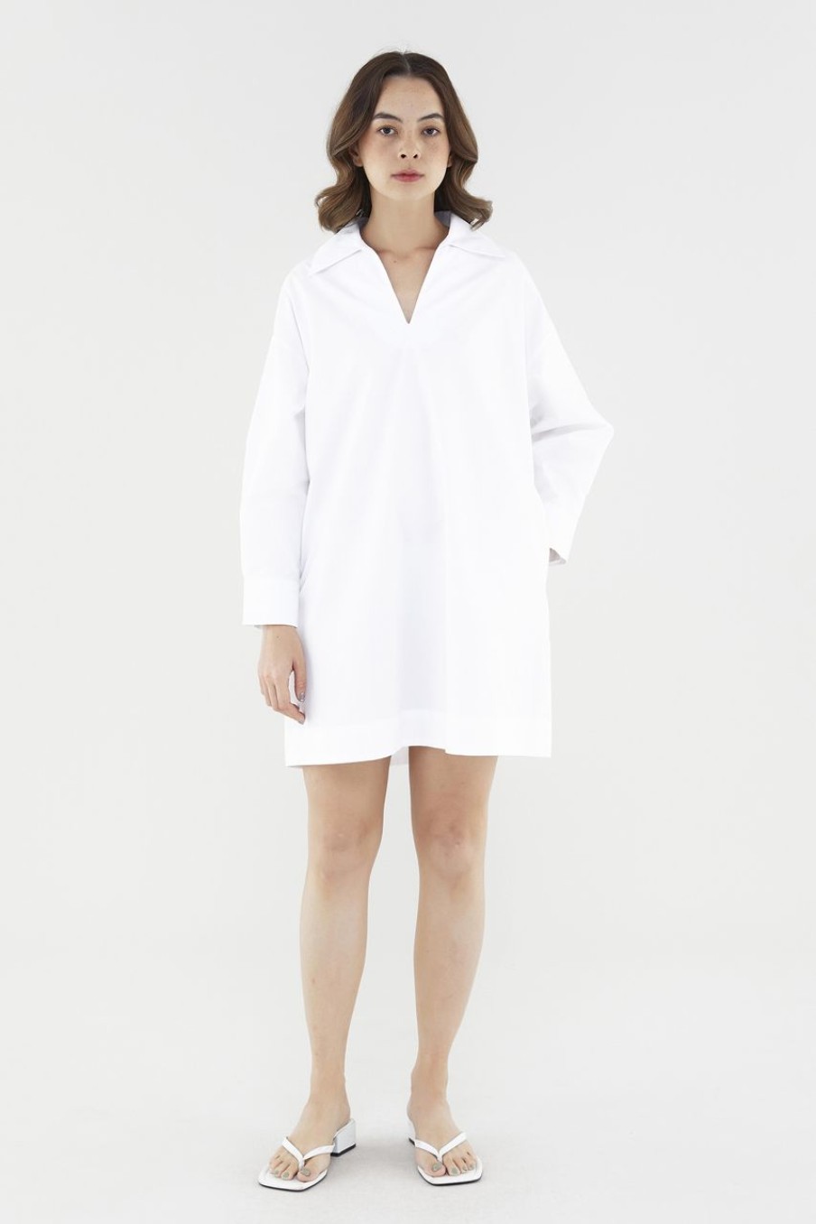 Women The Editor's Market Dresses | Eleanor Shirtdress White