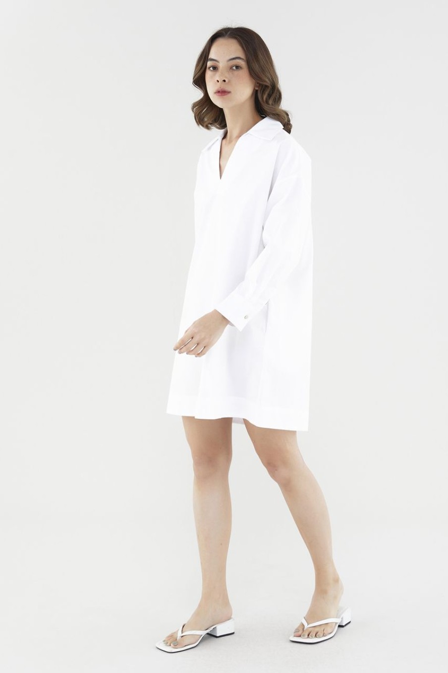 Women The Editor's Market Dresses | Eleanor Shirtdress White