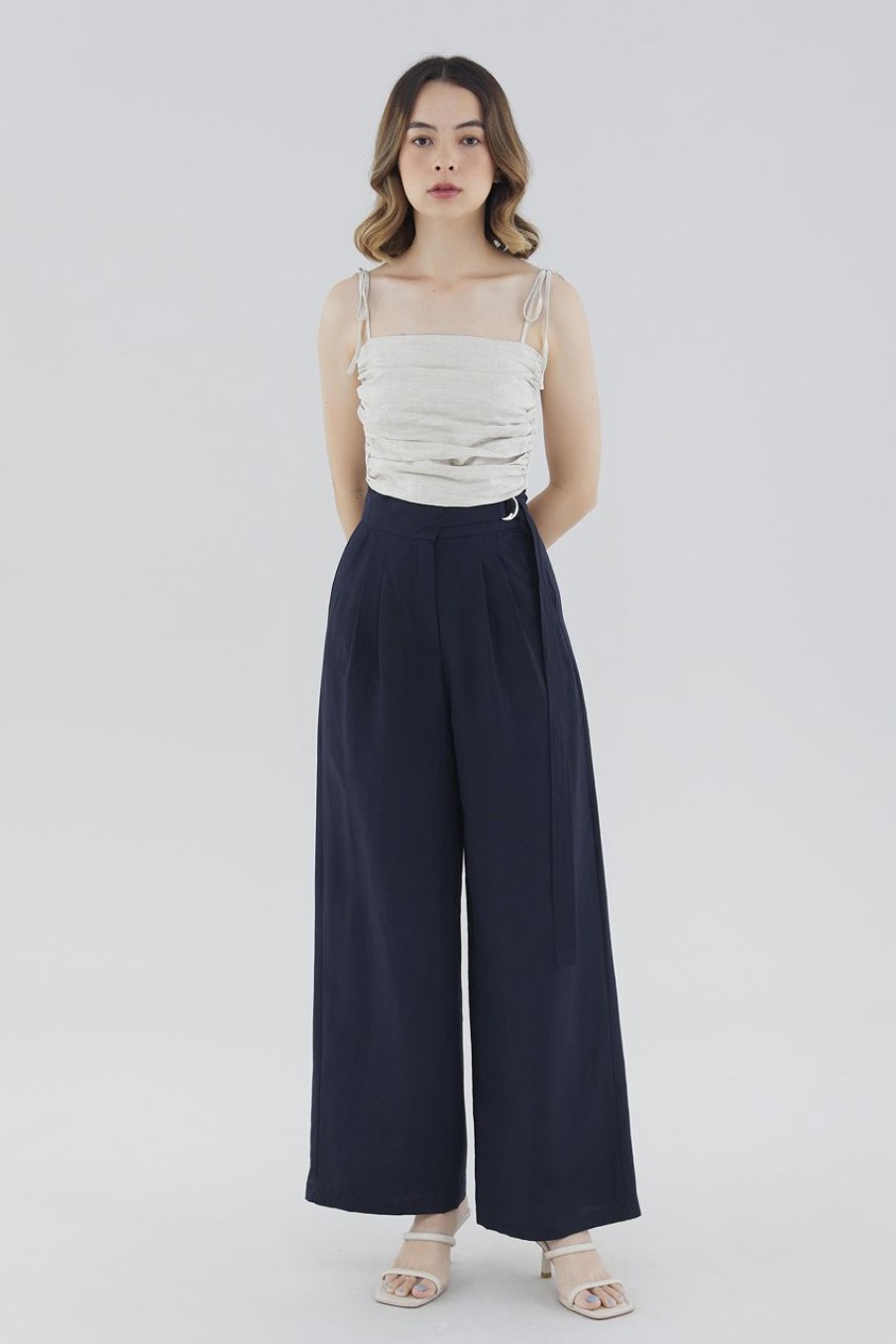 Women The Editor's Market Pants | Omyra Belted Pants Navy Blue