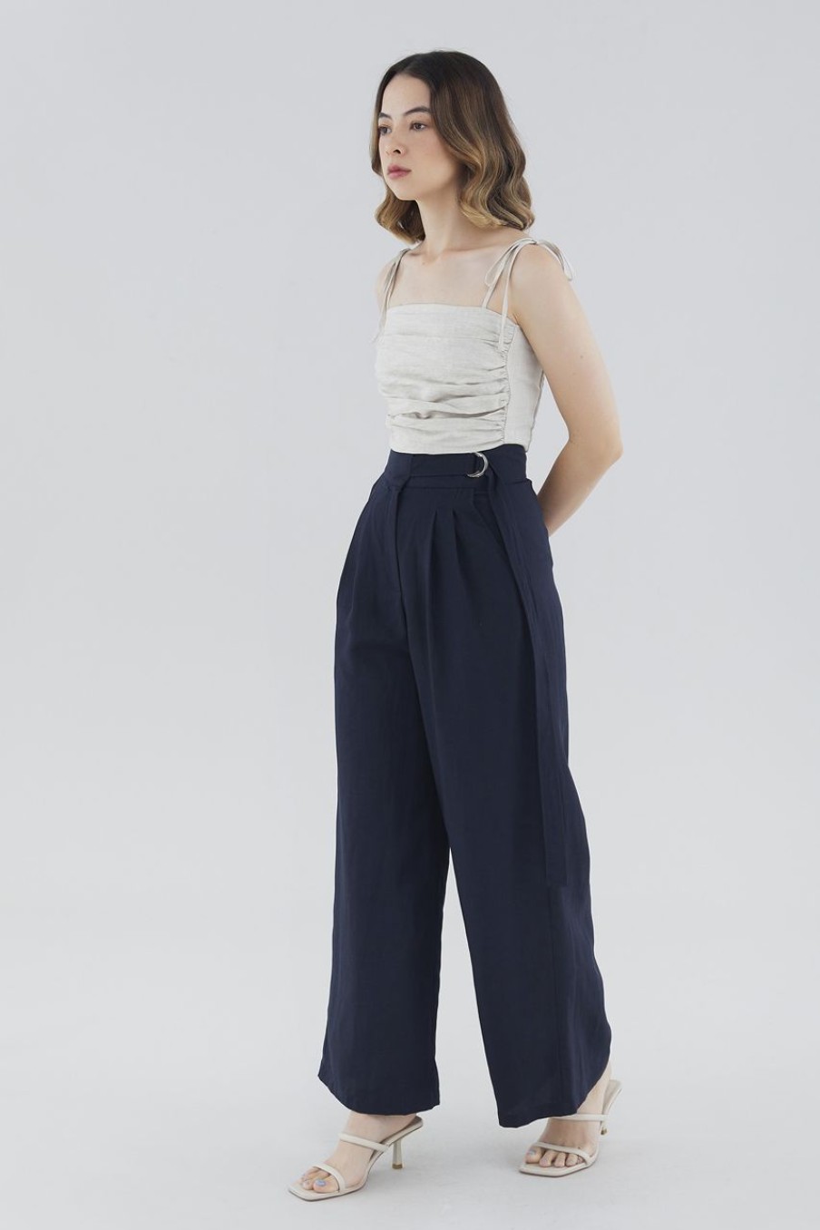 Women The Editor's Market Pants | Omyra Belted Pants Navy Blue