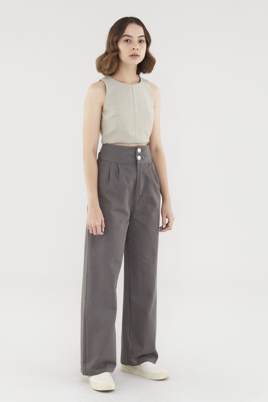 Women The Editor's Market Tops | Afiya Crop Top Limestone