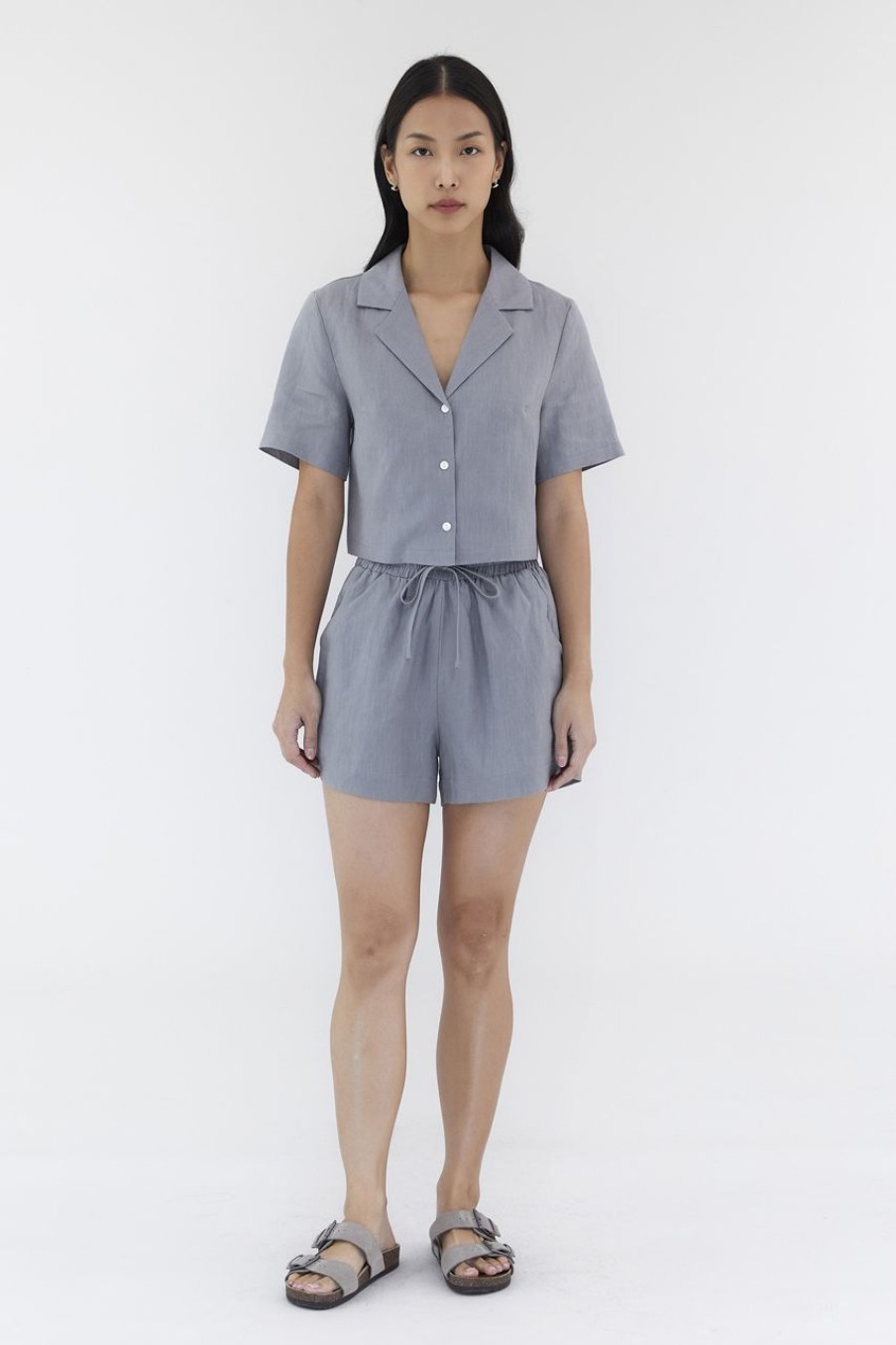 Women The Editor's Market Shorts | Bonita Linen Relaxed Shorts Elephant