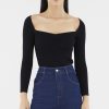 Women The Editor's Market Tops | Ariele Ruch Front Knit Top Black