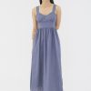 Women The Editor's Market Dresses | Aubray Linen Ruched Dress Heron