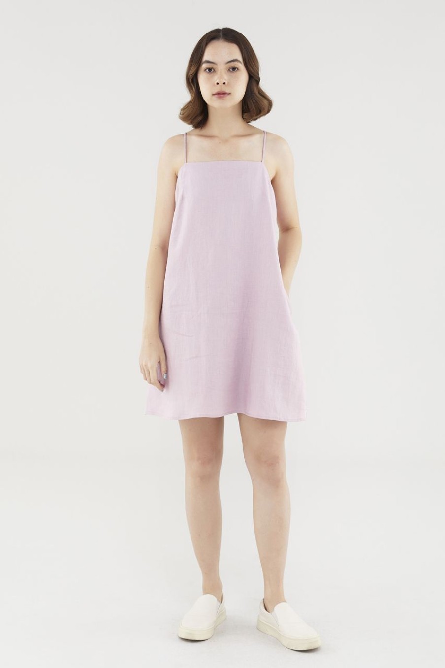 Women The Editor's Market Dresses | Aurova Linen Back-Tie Dress Dusty Pink