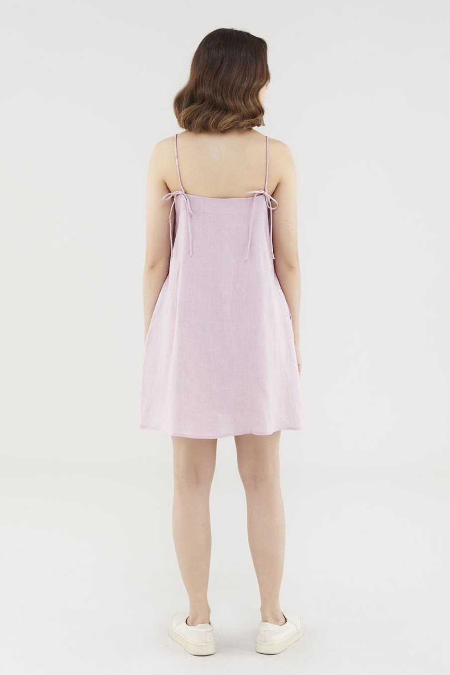 Women The Editor's Market Dresses | Aurova Linen Back-Tie Dress Dusty Pink