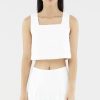 Women The Editor's Market Tops | Gwenivere Linen Square Neck Top White