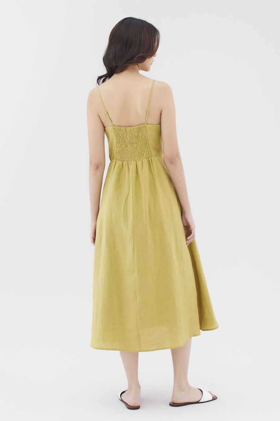 Women The Editor's Market Dresses | Harper Linen Swing Dress Citron