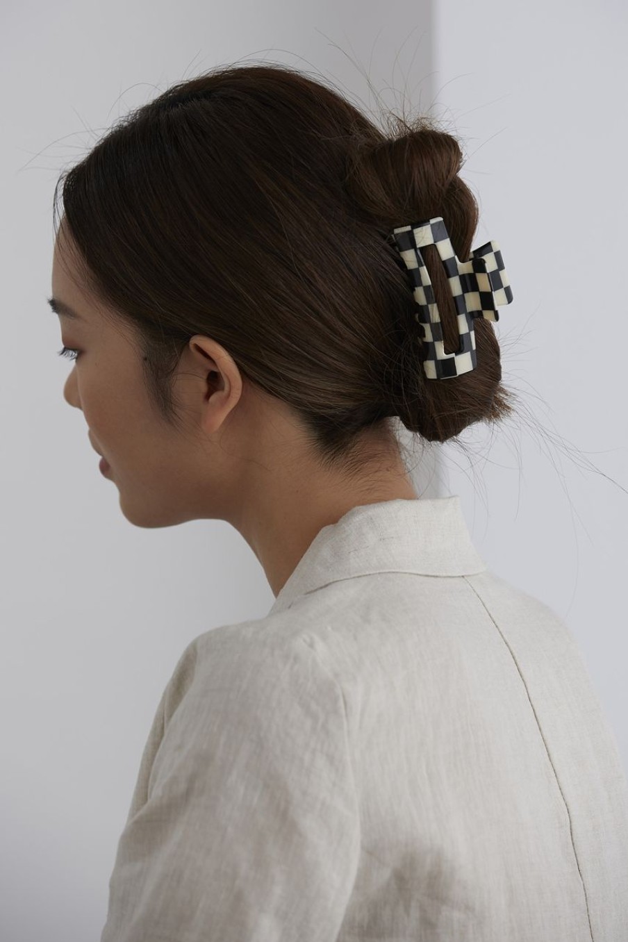 Women Afterall Hair Accessories | Lena Hair Claw Ivory/Black Checks