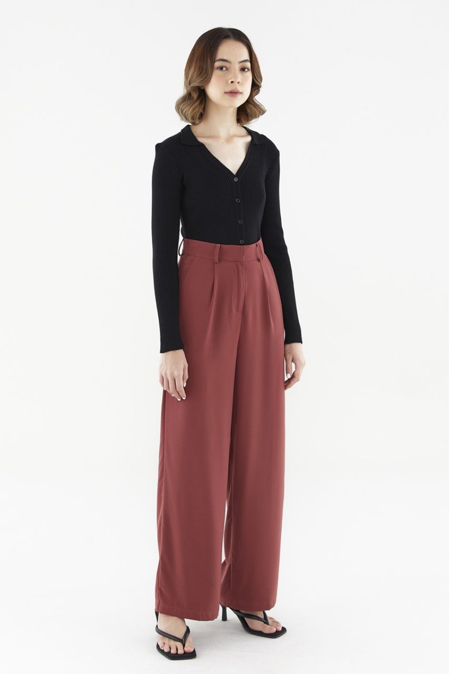 Women Palette Pants | Elicia Wide-Leg Pants Wine Red