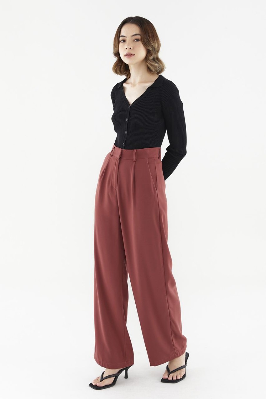 Women Palette Pants | Elicia Wide-Leg Pants Wine Red