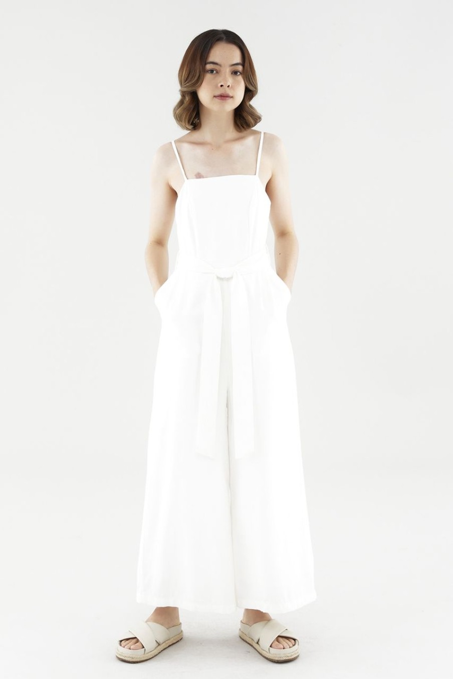 Women The Editor's Market Jumpsuits | Kerrey Belted Jumpsuit White