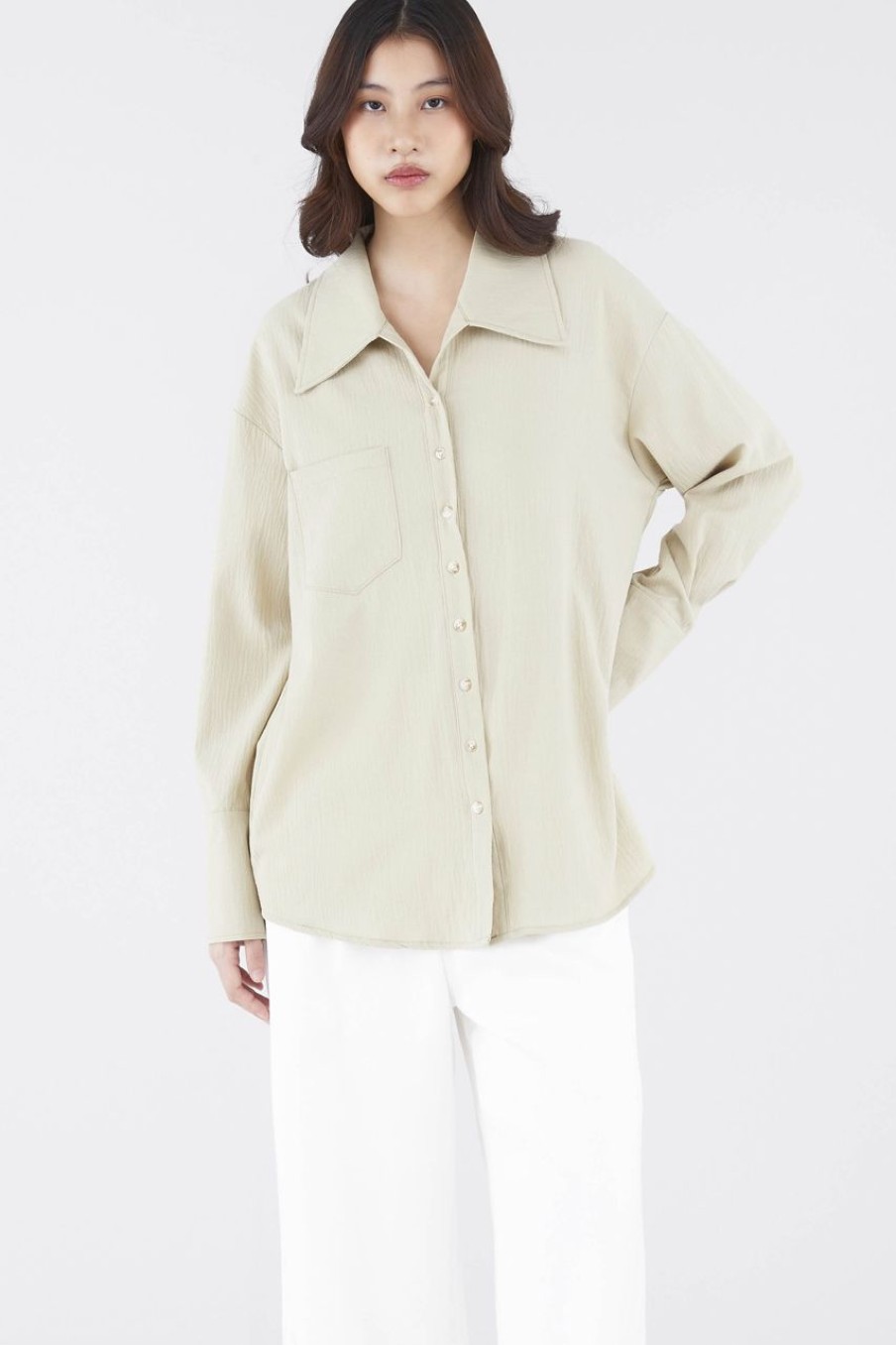 Women The Editor's Market Tops | Nella Oversized Shirt Gooseberry