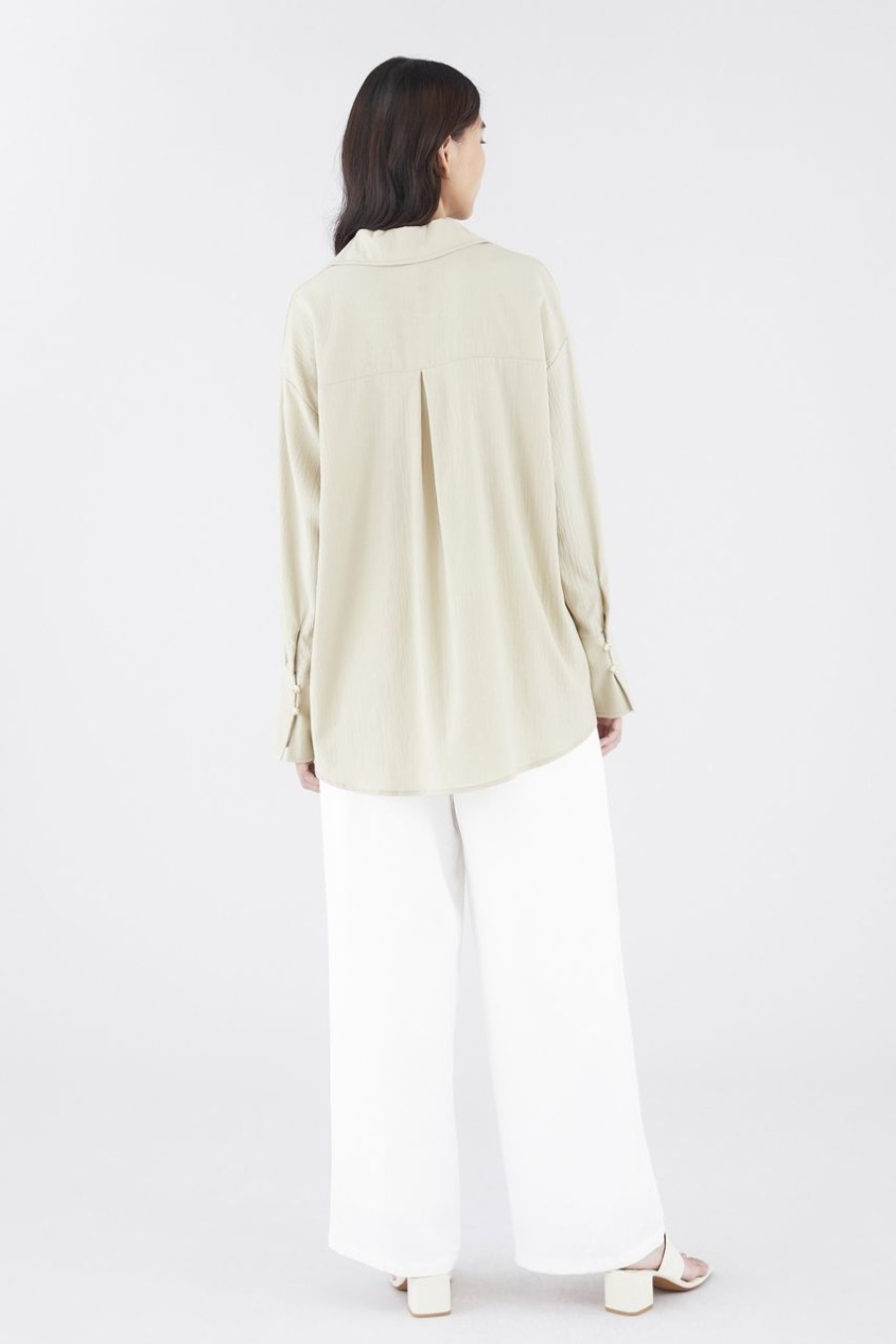 Women The Editor's Market Tops | Nella Oversized Shirt Gooseberry