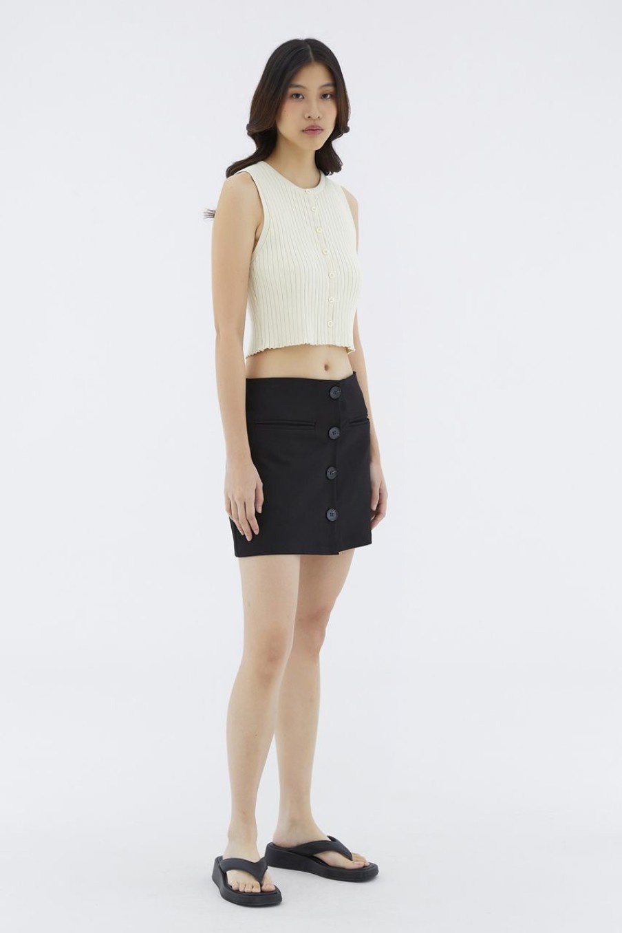 Women The Editor's Market Tops | Hosan Button-Down Knit Tank Mascarpone