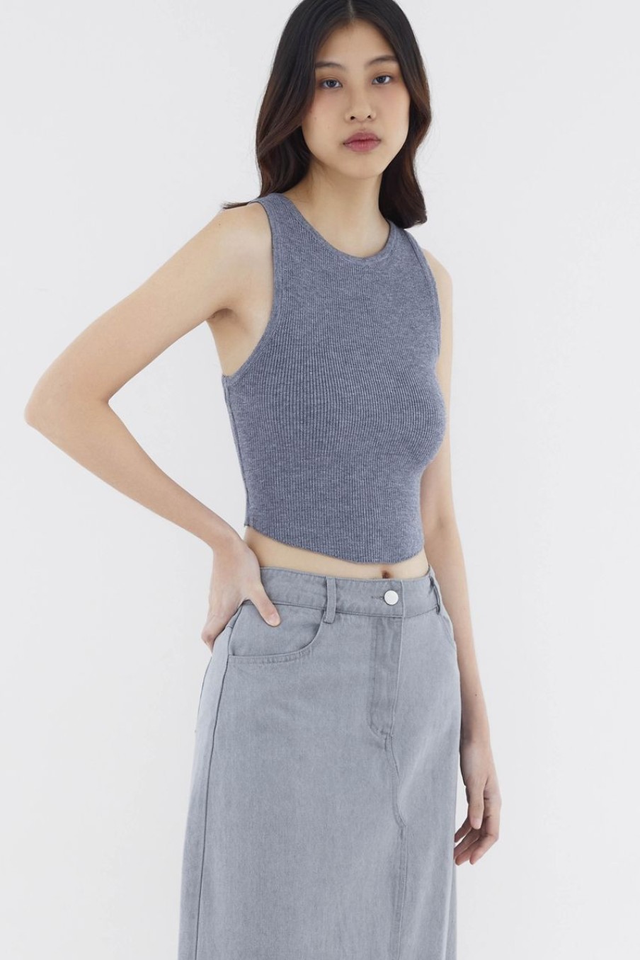 Women The Editor's Market Tops | Kezia Side-Slit Tank Storm