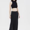 Women The Editor's Market Skirts | Haremi Linen Low-Rise Slip Skirt Black