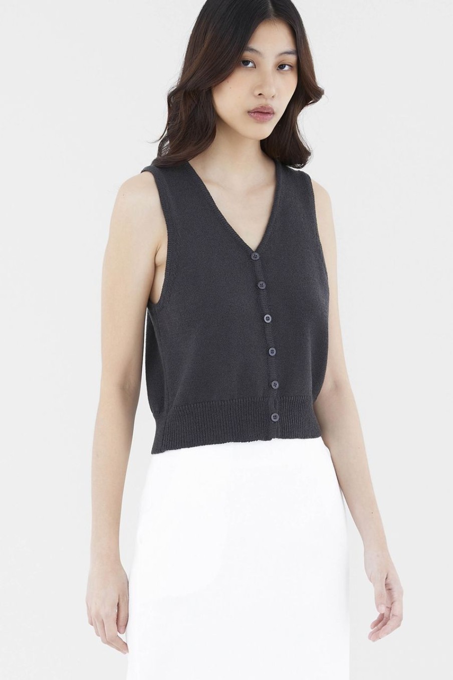 Women The Editor's Market Tops | Adair Knit Crop Tank Shadow