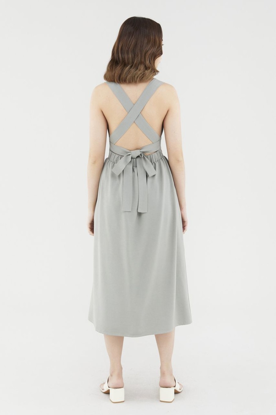 Women The Editor's Market Dresses | Kelly Cross-Back Dress Tea Green