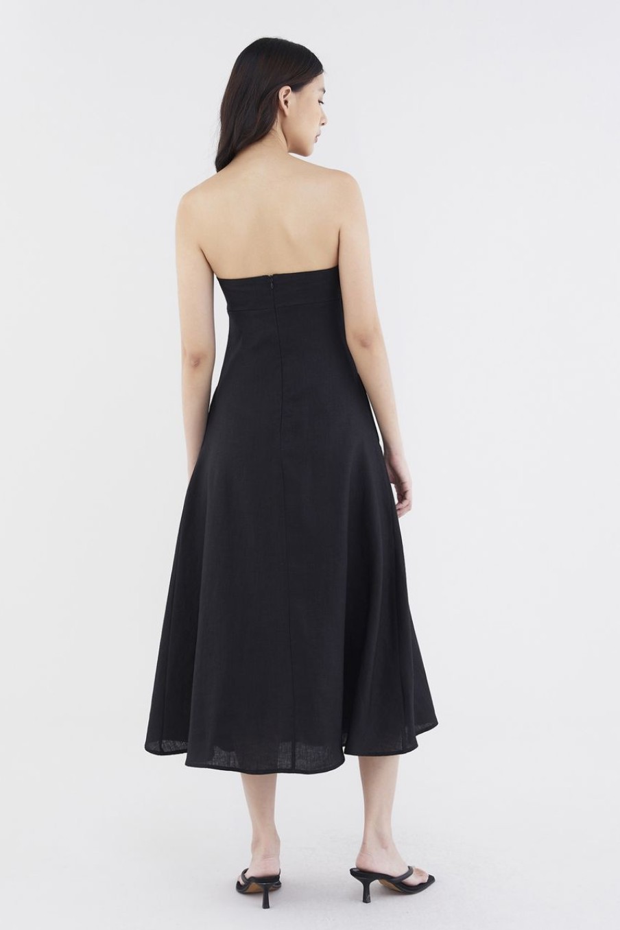 Women The Editor's Market Dresses | Alexis Linen Empire Tube Dress Black