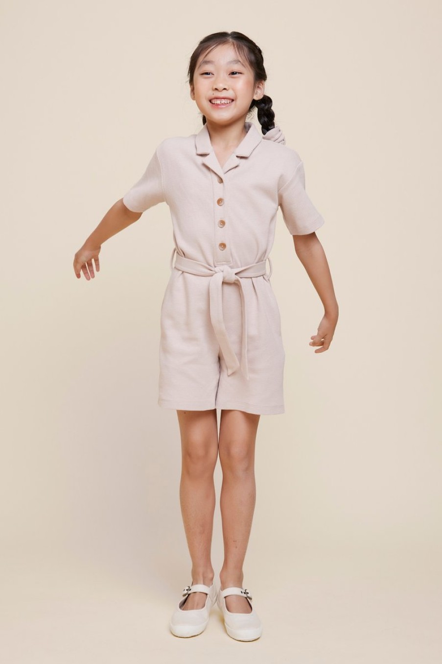 Kids Evryday Studios | Waffle Knit Romper Warm Taupe