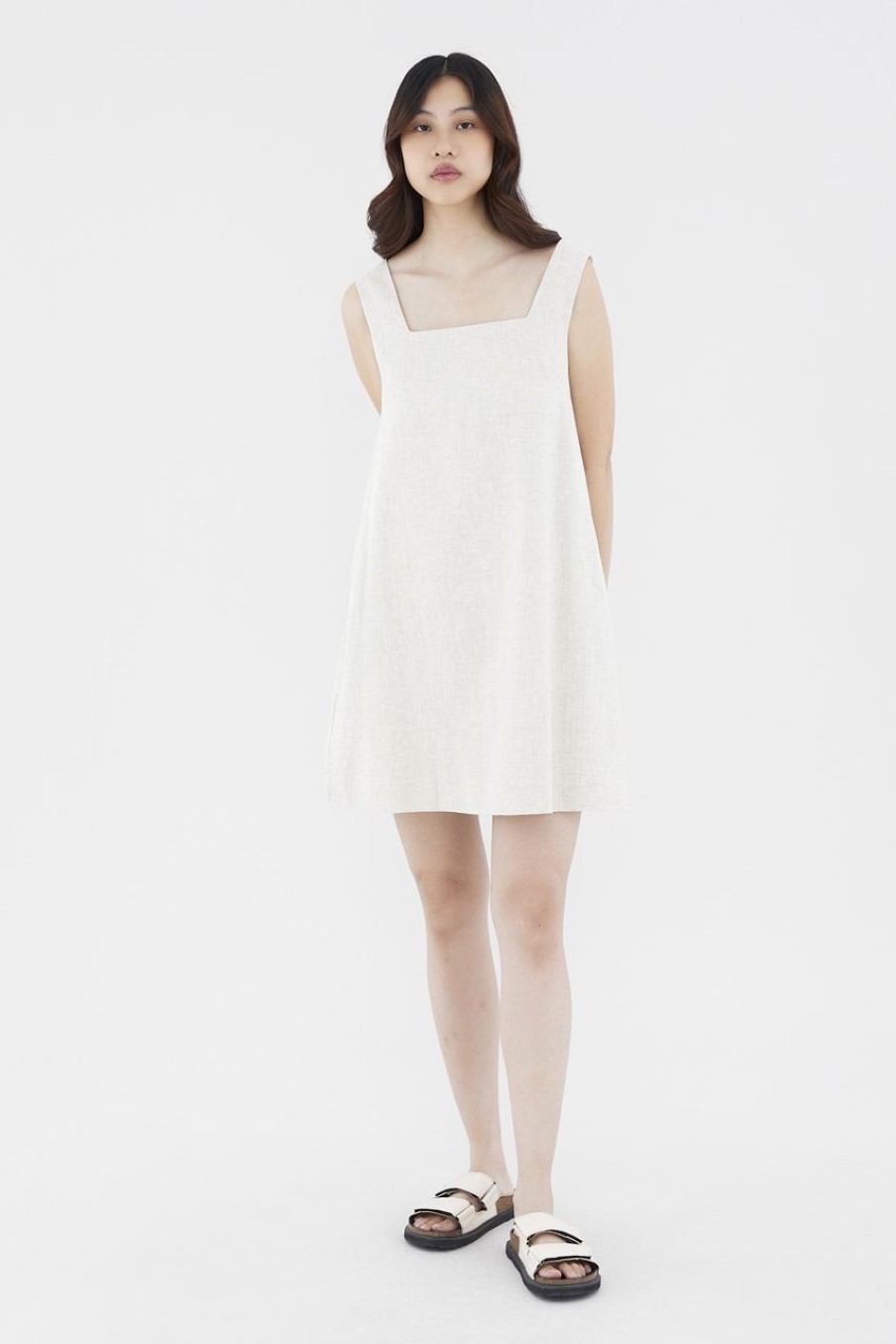 Women The Editor's Market Dresses | Kasey Linen Shift Short Dress Sand