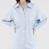 Women The Editor's Market Tops | Malitta Linen Oversized Shirt Dusty Blue