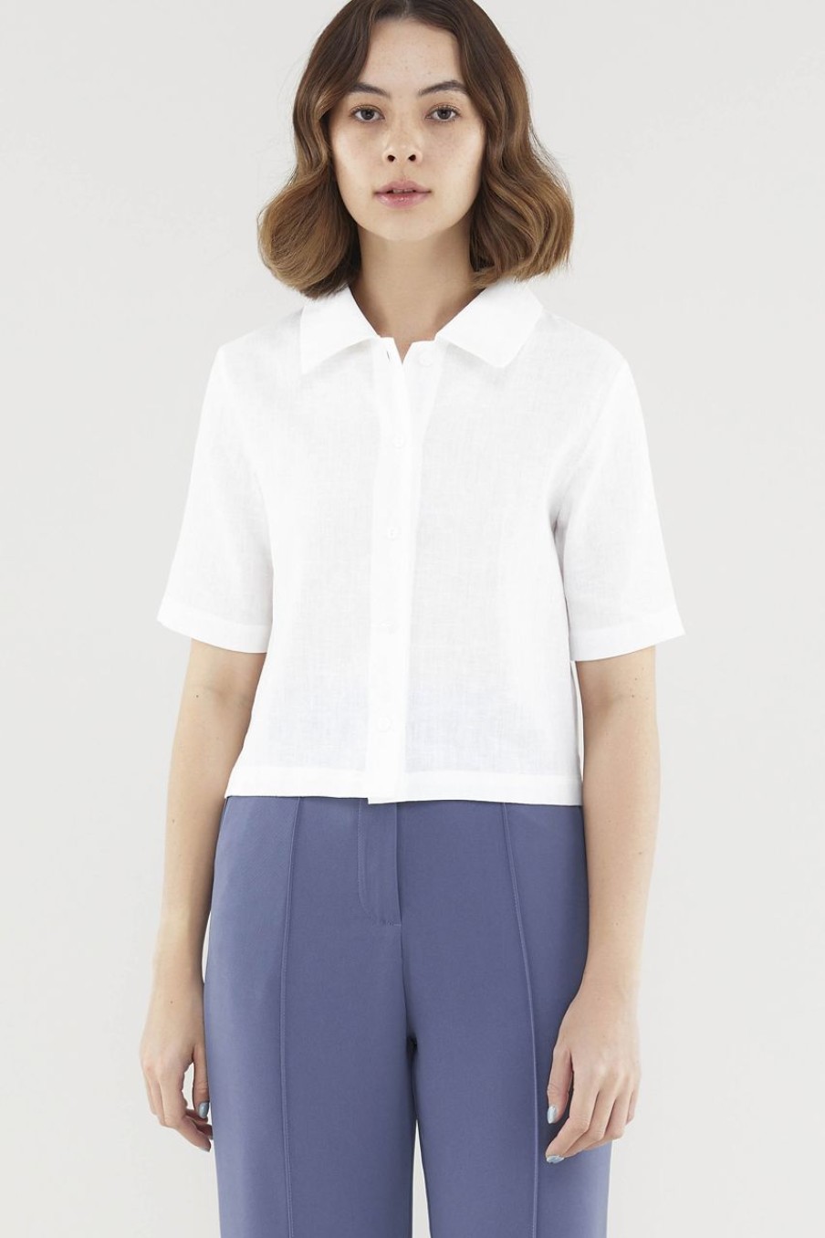 Women The Editor's Market Tops | Veerle Linen Relaxed Shirt White