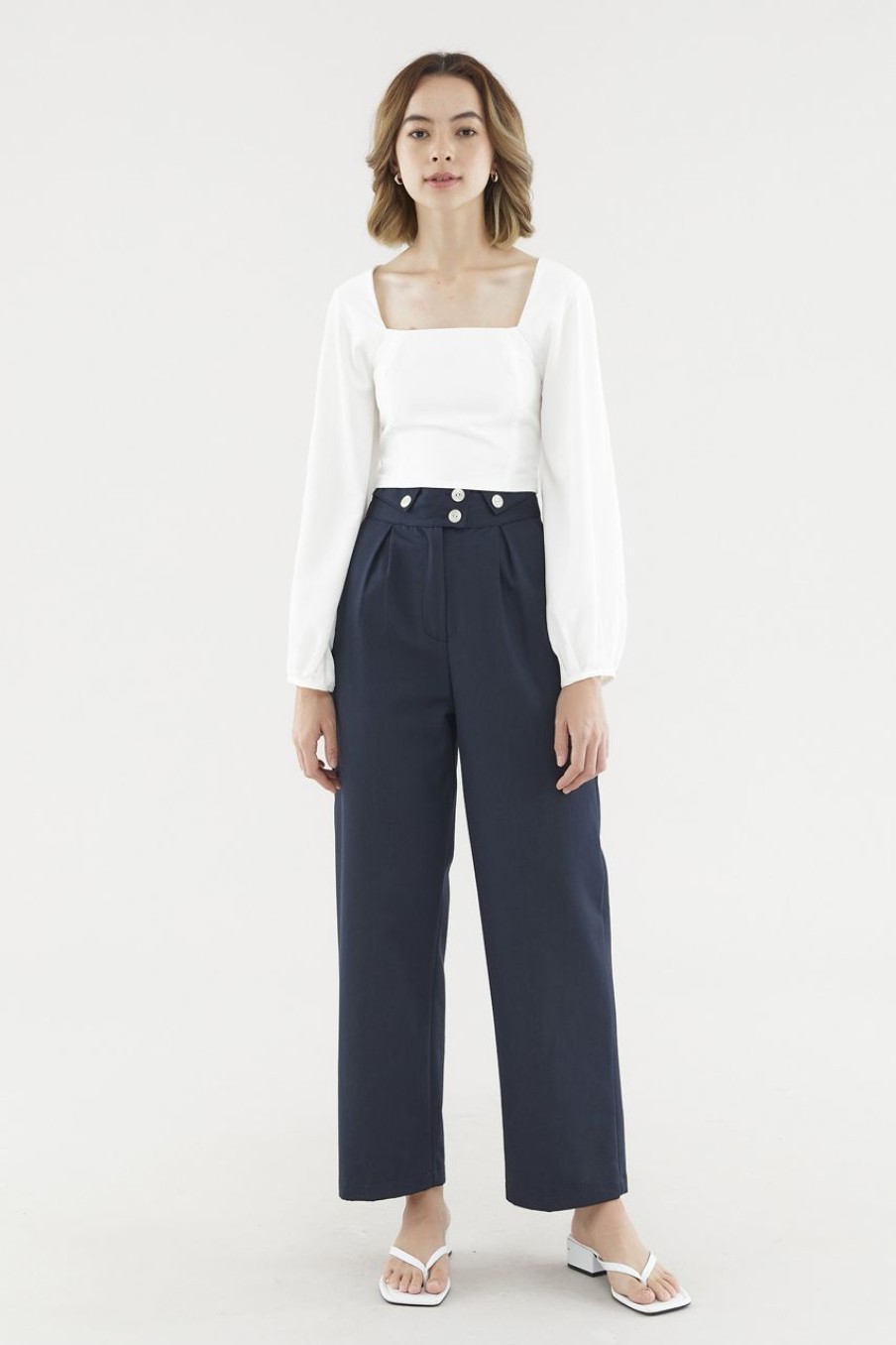 Women Palette Pants | Carter Front-Fold Pants Navy Blue