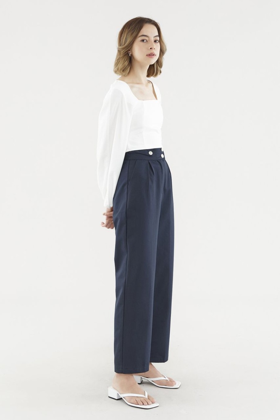 Women Palette Pants | Carter Front-Fold Pants Navy Blue