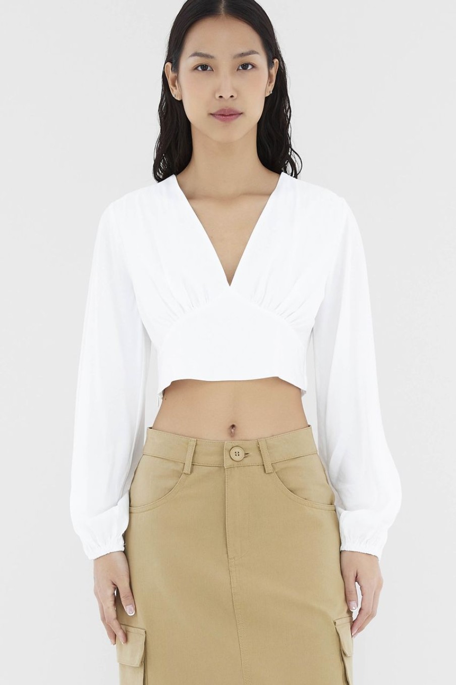 Women The Editor's Market Tops | Elloise V-Neck Blouse White