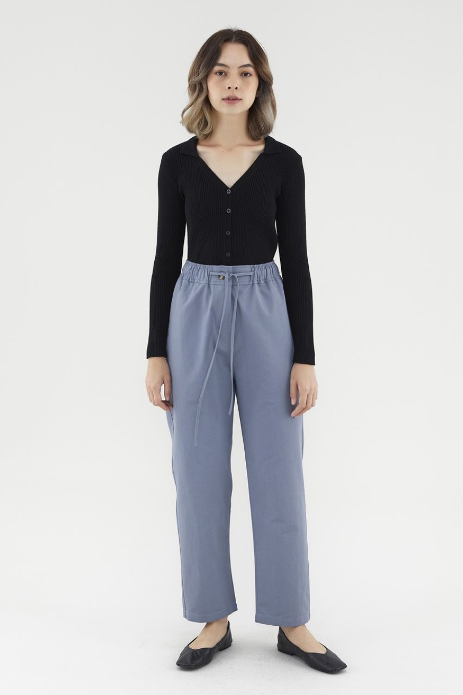 Women The Editor's Market Pants | Tahlea Drawstring Tapered Pants Slate Blue