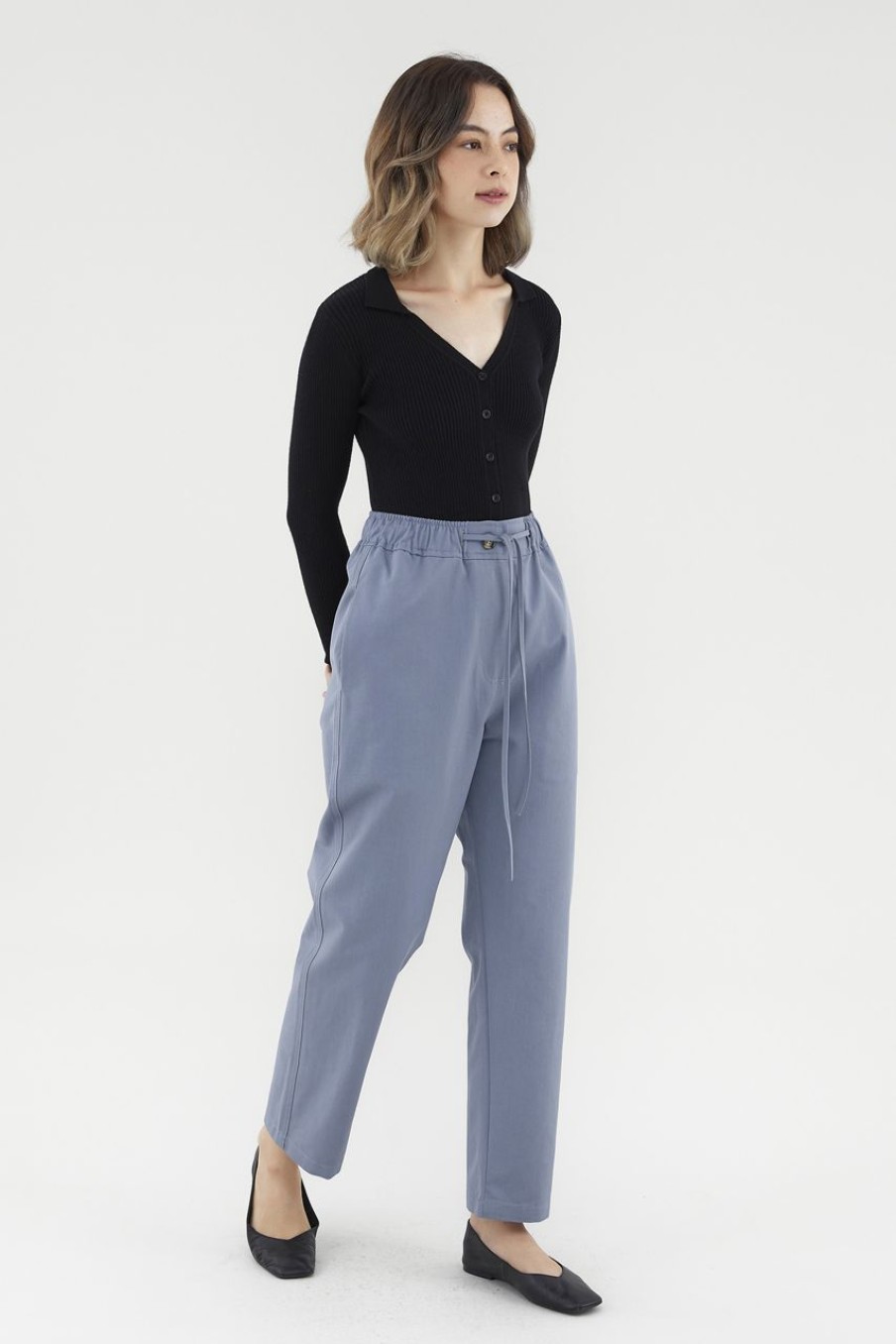 Women The Editor's Market Pants | Tahlea Drawstring Tapered Pants Slate Blue