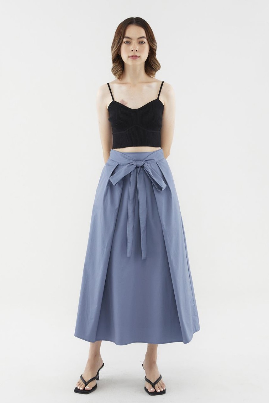 Women The Editor's Market Skirts | Ryley Tie-Front Midi Skirt Slate Blue