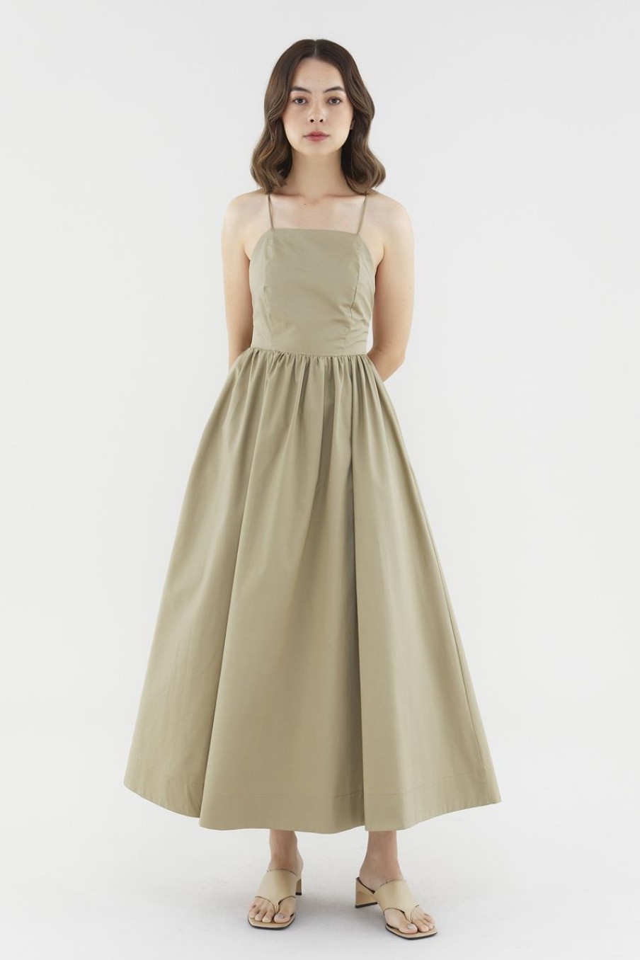 Women The Editor's Market Dresses | Aureelia Tie-Back Dress Khaki