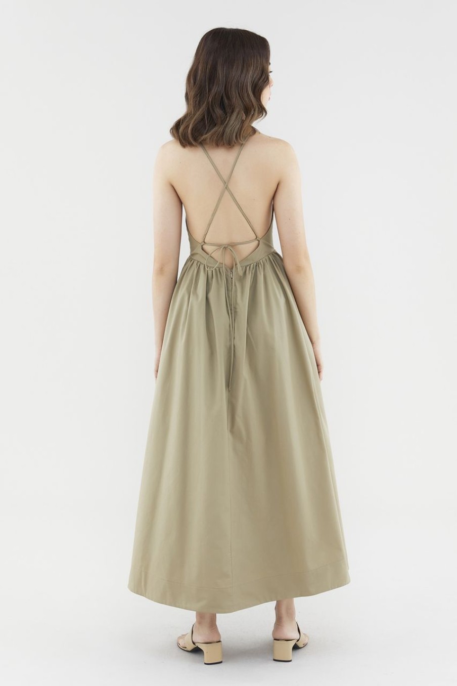 Women The Editor's Market Dresses | Aureelia Tie-Back Dress Khaki