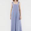 Women The Editor's Market Jumpsuits | Dorene Linen Tie-Back Jumpsuit Steel Blue