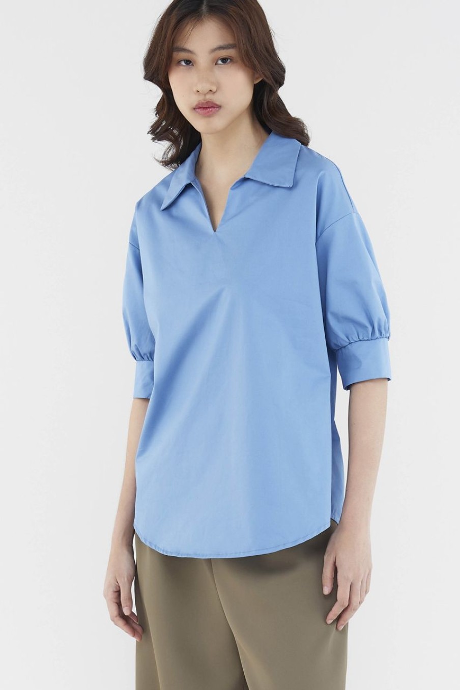 Women The Editor's Market Tops | Theia Relaxed Shirt Milky Blue