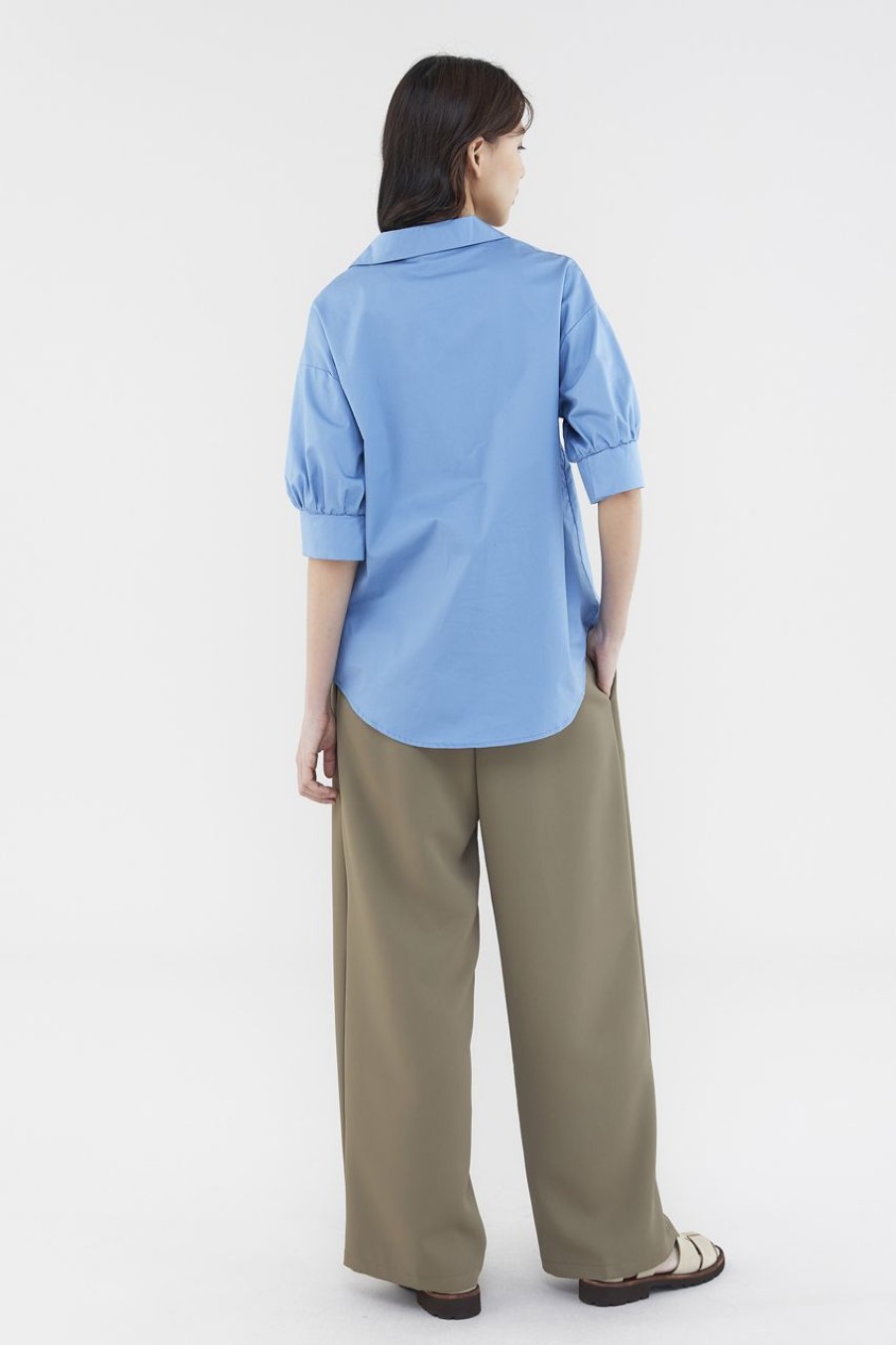 Women The Editor's Market Tops | Theia Relaxed Shirt Milky Blue