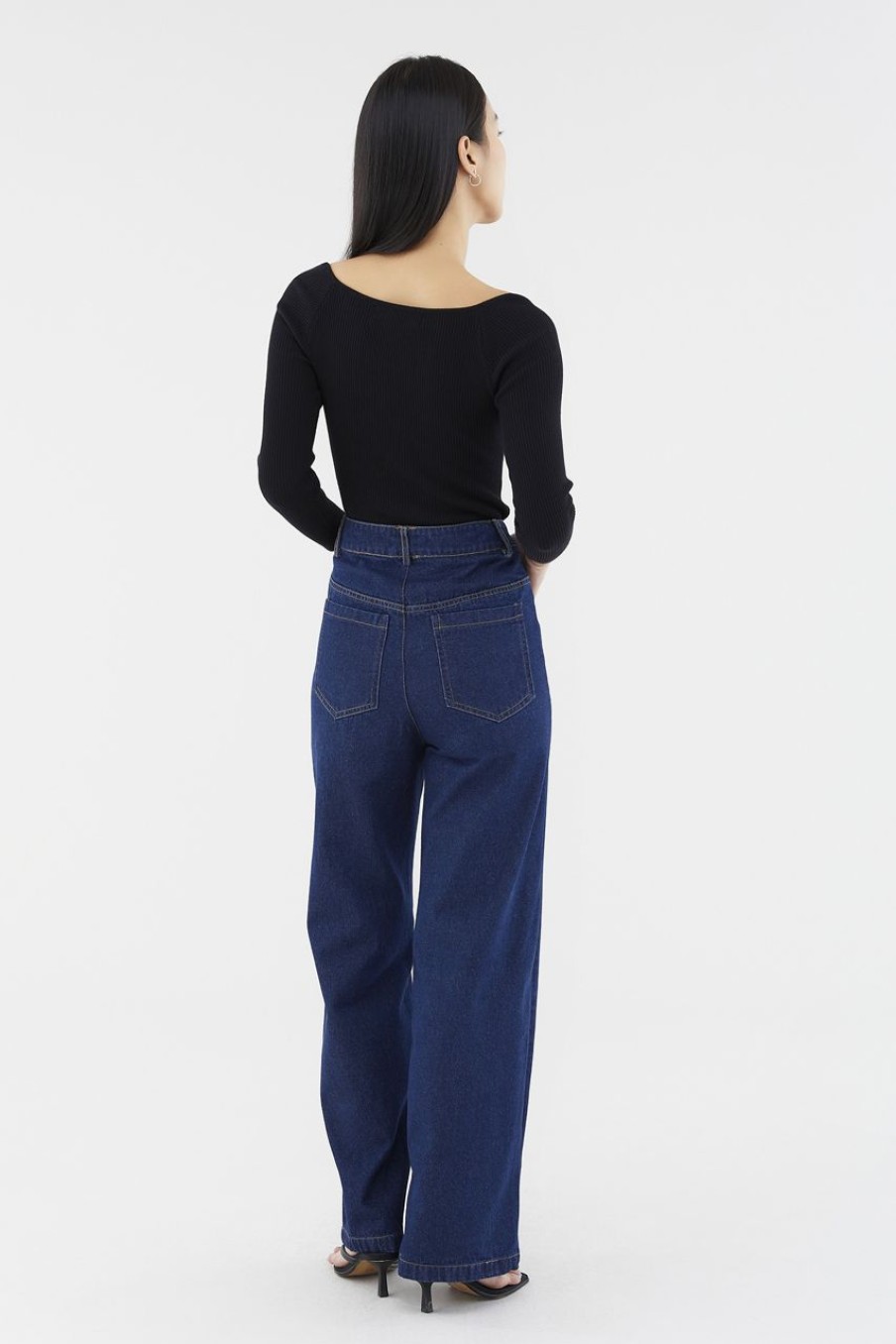 Women The Editor's Market Jeans | Rowan Straight Denim Jeans Dark Blue