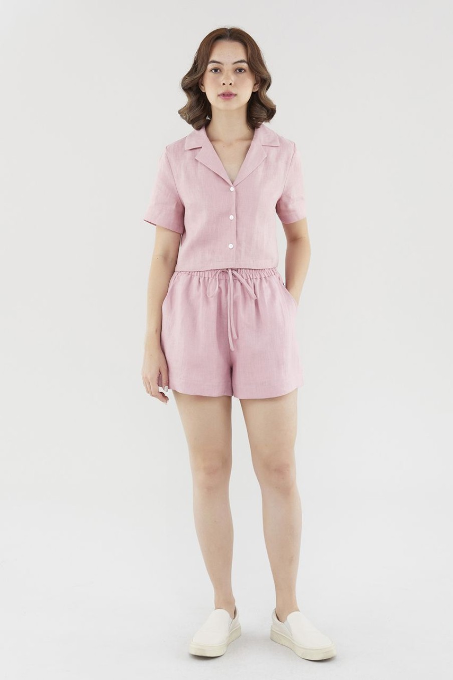 Women The Editor's Market Shorts | Bonita Linen Relaxed Shorts Carnation