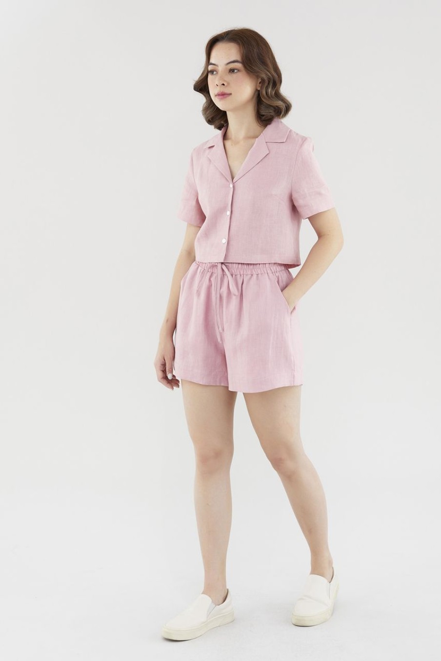 Women The Editor's Market Shorts | Bonita Linen Relaxed Shorts Carnation