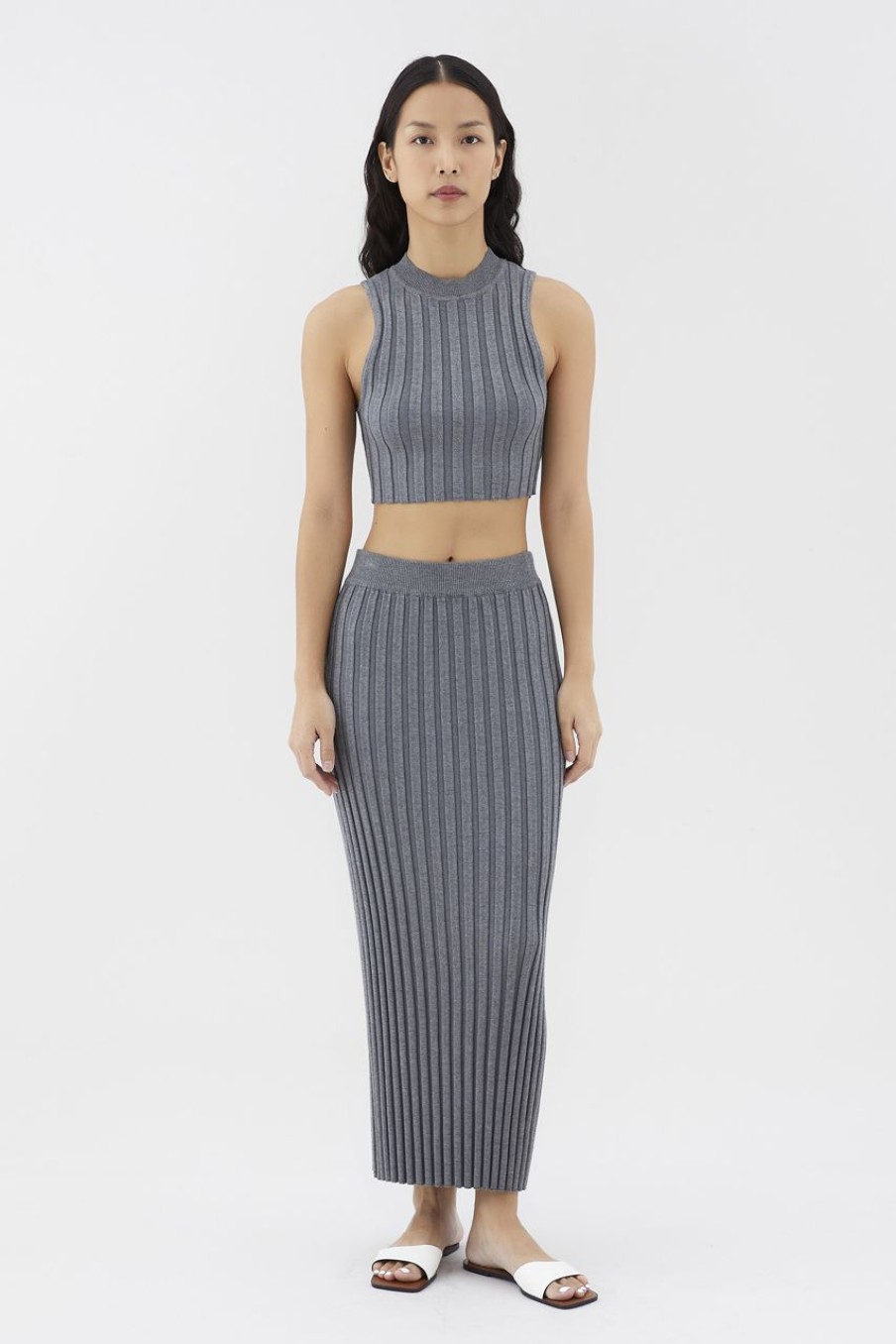 Women The Editor's Market Skirts | Nabilyn Knit Pencil Skirt Pebble