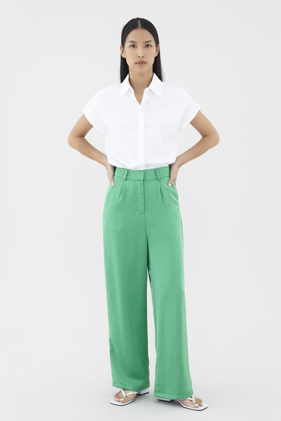 Women The Editor's Market Pants | Blair Wide-Leg Pants Spring Green