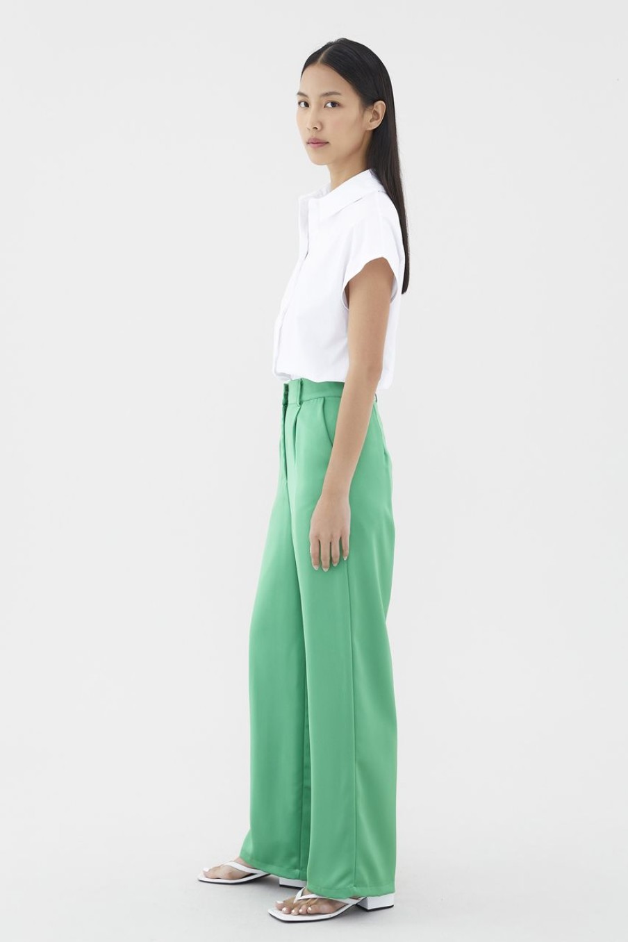 Women The Editor's Market Pants | Blair Wide-Leg Pants Spring Green